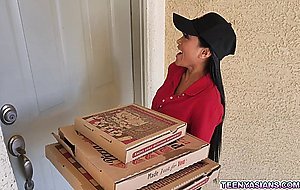 Horny teens fucked this sexy asian delivery girl