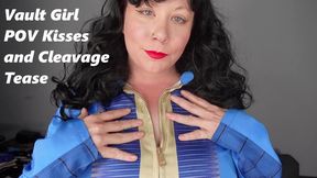 Vault Girl Kisses POV with red Lips and Cleavage Tease MP4 1080