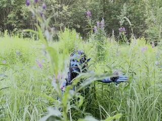 Avatar Monika Foxxx has fun with big dildos in nature