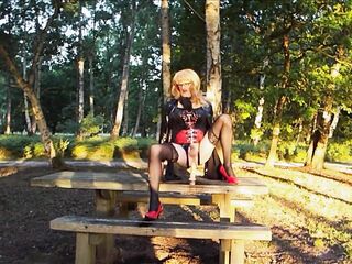 Crossdressed Gina Having Sex tool Enjoyment Outdoors