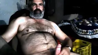 Muscular Bearded Greek Daddy Strokes His Thick Cock Solo