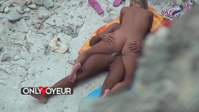 beach voyeur. naked teen blonde soaks up the sun with her wealthy old man.