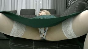 Upskirt in the white stockings and cartoon panties and a dress WMV HD 720p