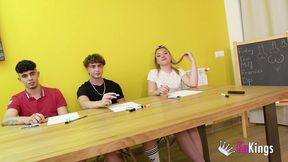 fakings academy! hot teacher lara cruz teaches teenage jacky blondie and friends about hot sex