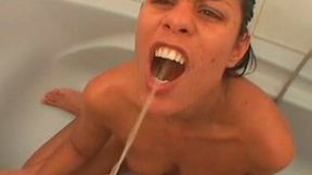 Juggy brunette fairy gets pissed after fuck in missionary style