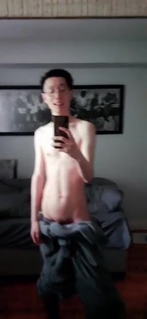 Horny boy’s rainy day naked solo cumshot deep inside his twitchy ass