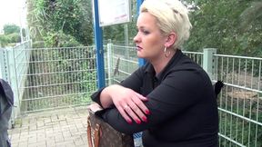 Sexy chubby blonde picked up and anally fucked outdoor