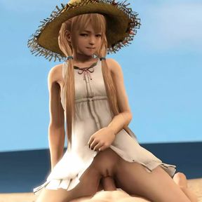 Marie Rose Riding Big SFM Cock On The Beach