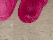 Pissing in my pink fuzzy slippers