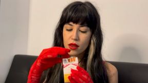 Red lipstick + red gloves and lingerie = red Marlboro