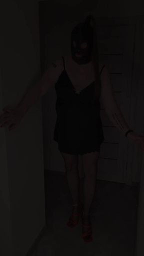 Sissy Slut in a Reverse Cowgirl Position Wearing Red High Heels and a Flat Chastity