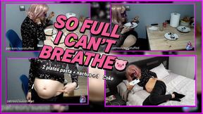 Pregnant from food: swollen, burping & rubbing my huge belly in bed.