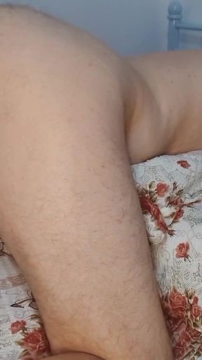 Femdom Wife Shoves a 30cm Long Butt Plug Deep in Sissy Husband While Giving a Handjob, CBT