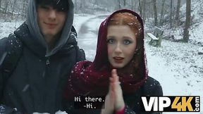 Rescued him and his girl from sever cold and took them to my crib to fuck on her pussy