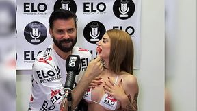 Spicy interview reveals blonde's big booty and huge tits