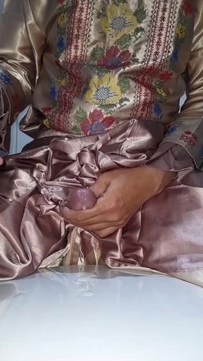 Crossdresser masturbating wearing satin set   Clip 2