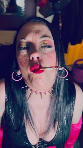 She's The Best At What She Does! Tina Snua Lighting Up A Cigarette With Matches &amp; Smoking In Gloves