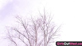 Girls Out West - Cute young lesbians make love
