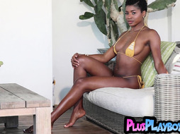 Big tits ebony MILF sensual striptease