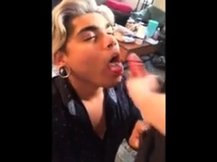 Latino Bitch Swallows Huge Load Hung White Thug