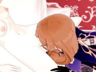 Lisa gets her pussy eaten before scizzoring with Barbara. Genshin Impact Lesbian Hentai.