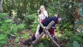 Viking Queen Punishment - Mistress Iceni, Jamie Fenrir, spanking, belt, punishment, outdoors, wmv