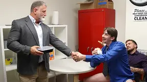 Jack Hunter and Keith Foxxx in a freeuse office 3some masterpiece