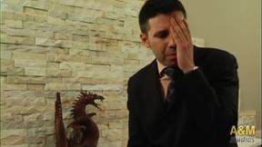 A mature woman fucks an insurance seller in her house