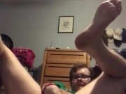 Trans takes knotted dildo