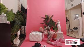 bts - inked beauty sasha beart prepares for a flirty photo session