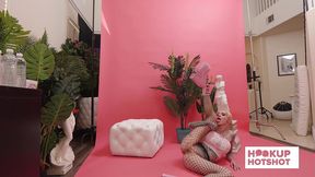 bts - inked beauty sasha beart prepares for a flirty photo session