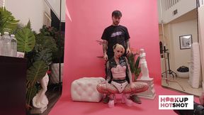bts - inked beauty sasha beart prepares for a flirty photo session
