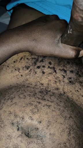 Late Night Horny Hairy African Male Stroking Dick and Releases Loads of Cum After the Lady Didn't Show up for Sex