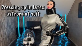 Dressing up in latex astronaut suit