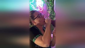 behind the scenes!! ms. kay lee sucks you until she milks your cum onto her face!!