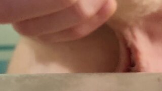 Uncut juicy cock close-up cumshot