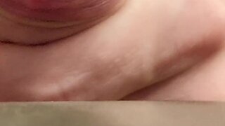 Uncut juicy cock close-up cumshot