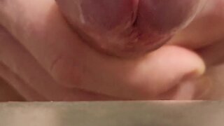 Uncut juicy cock close-up cumshot