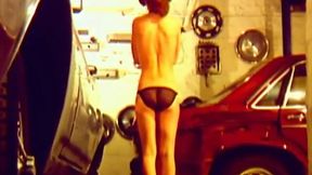 Slender white vintage brunette gives head and rides mechanic
