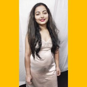 Beautiful Indian Desi Wife Try Look Hot by Wear Short Hot Dress Darty Talk in Hindu