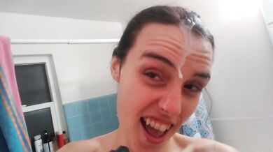 PinkMoonLust Monster Cum Facial! Hairy Onlyfans Camgirl Takes BAD DRAGON CUMSHOT in HAIR & ALL OVER