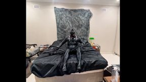 Latex Drone Activation - Gas Mask Transformation in Glossy Black Latex