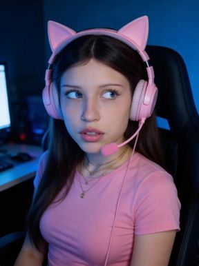 Gamer girl gets teased while sitting
