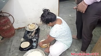 Mom gets serviced by her son in a spicy Indian kitchen