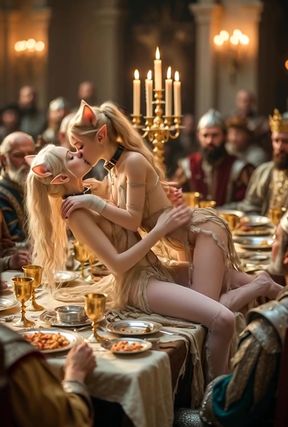 Public sex slave scene with cute AI-generated kissing -