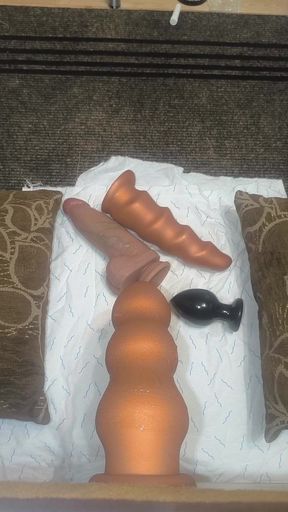 The excited hole gets a huge dildo