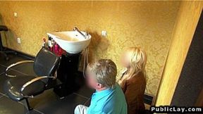 Amateur hairdresser fucks for cash POV