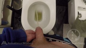 amateur redhead guy cums handsfree after taking a piss