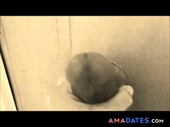 homemade gloryhole handjob with big cumshot