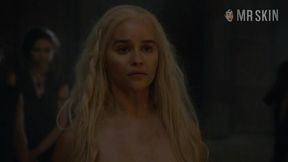 Just more than pretty and well known blonde beauty Emilia Clarke in nude scene